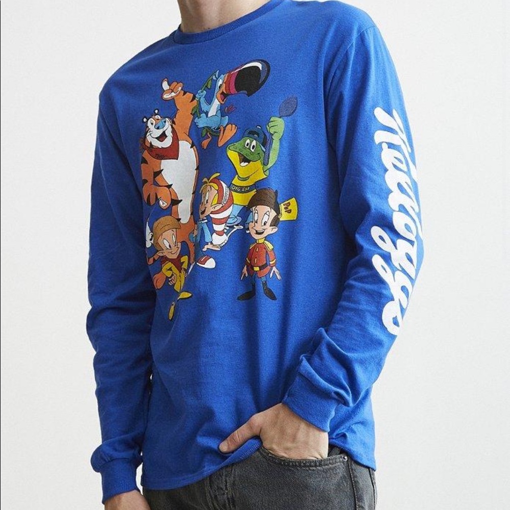 Urban Outfitters Blue Graphic Long Sleeve Tee